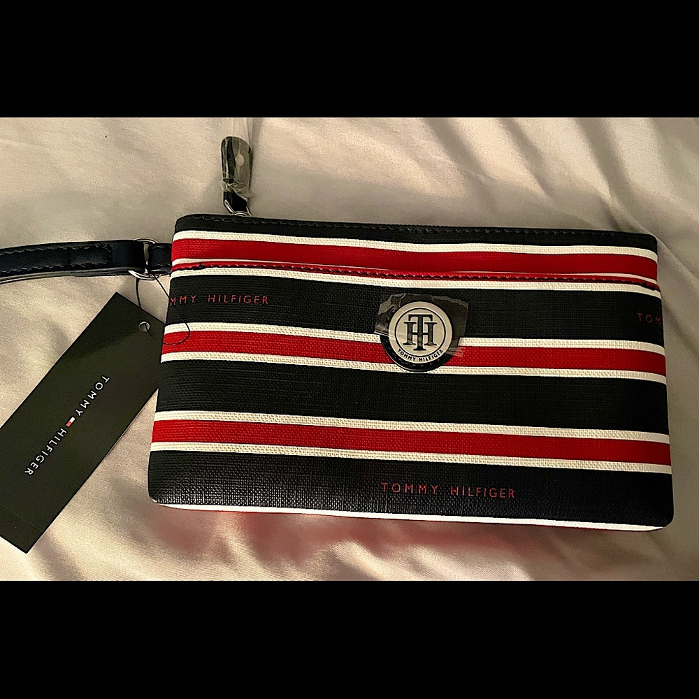 Tommy Hilfiger navy, red, white wristlet